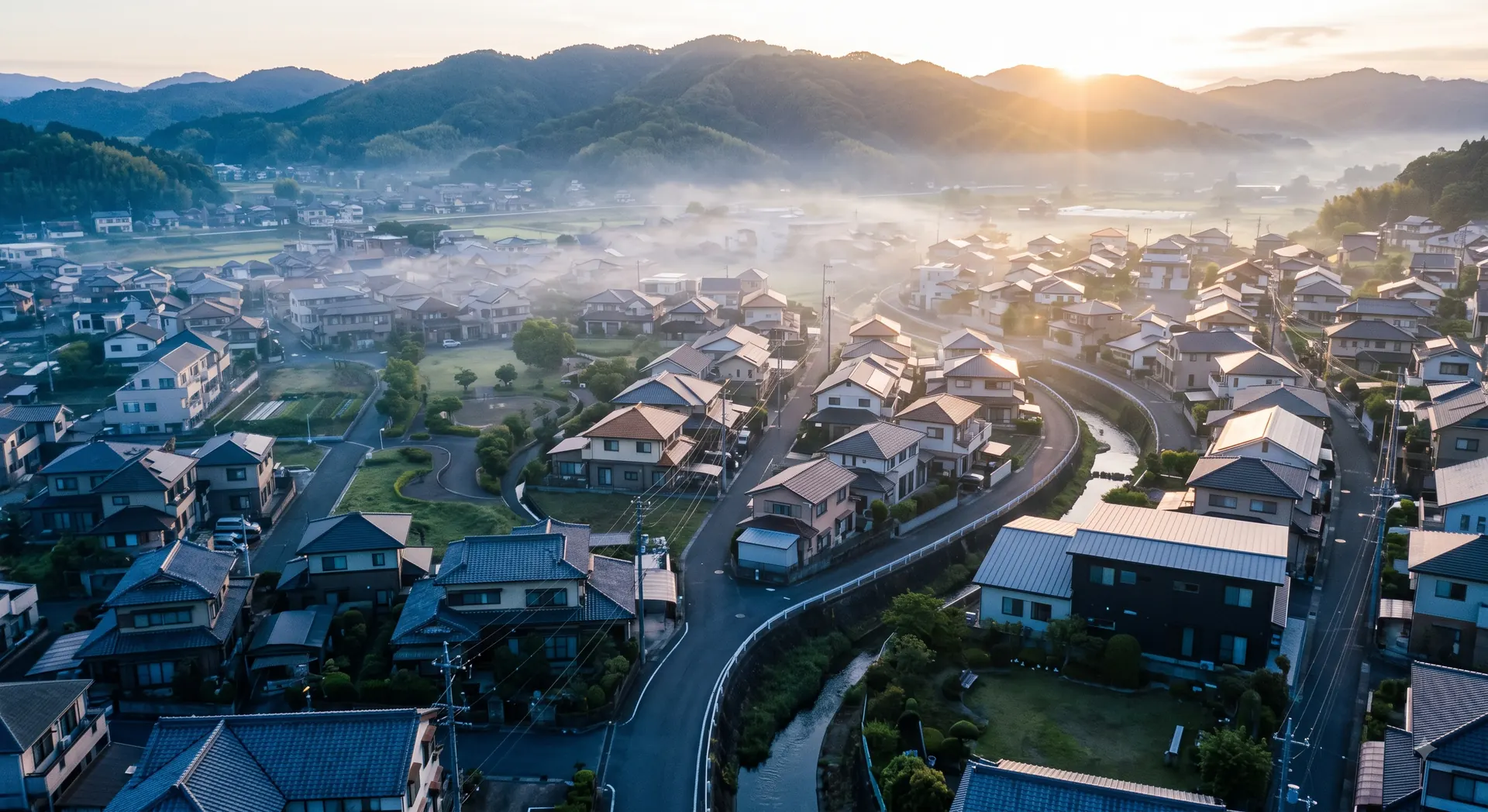 住宅地を上空から見たイメージ